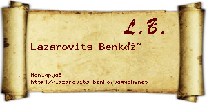 Lazarovits Benkő névjegykártya